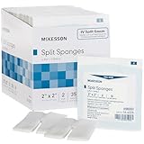 McKesson IV Gauze Pads 2x2 Inch Sterile Split Sponges (70 Sponges, 35 Packs of 2) – Low-Lint Dressing for IV...