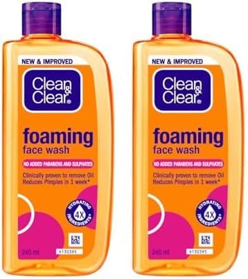 Clean & Clear Foaming Facewash for Oily Skin, Brown, 240ml (Pack of 2)