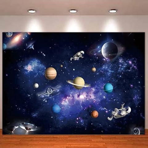 Yongqian 7x5ft Outer Space Photography Backdrop Starry Galaxy Backdrop Boys Girls Planet Theme Birthday Party Decoration Newborn Baby Show Background Photo Studio Props Cover