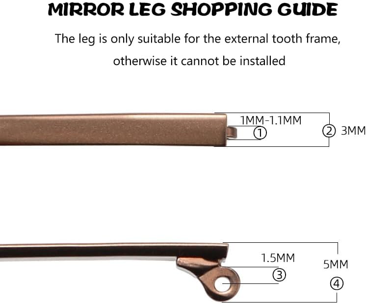 Miniatura 3 de Hemobllo Lentes de metal de repuesto para patillas, brazos, piernas, 1 par de lentes para el templo, lentes de sol para el templo, reemplazo de