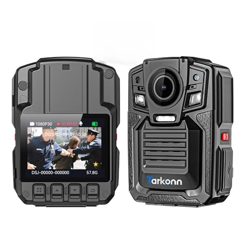 Tarkonn Body Camera with GPS, 4K/2160P Body Cam, 2PCS 1950MAH Batteries, Night Vision & H.265, 128G Police Body Worn Camera for Law Enforcement, Security