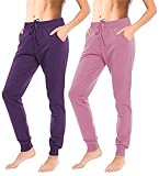Sexy Basics Women's Drawstring Joggers | Knit Cotton Sweat Pants | Multi Packs & Colors