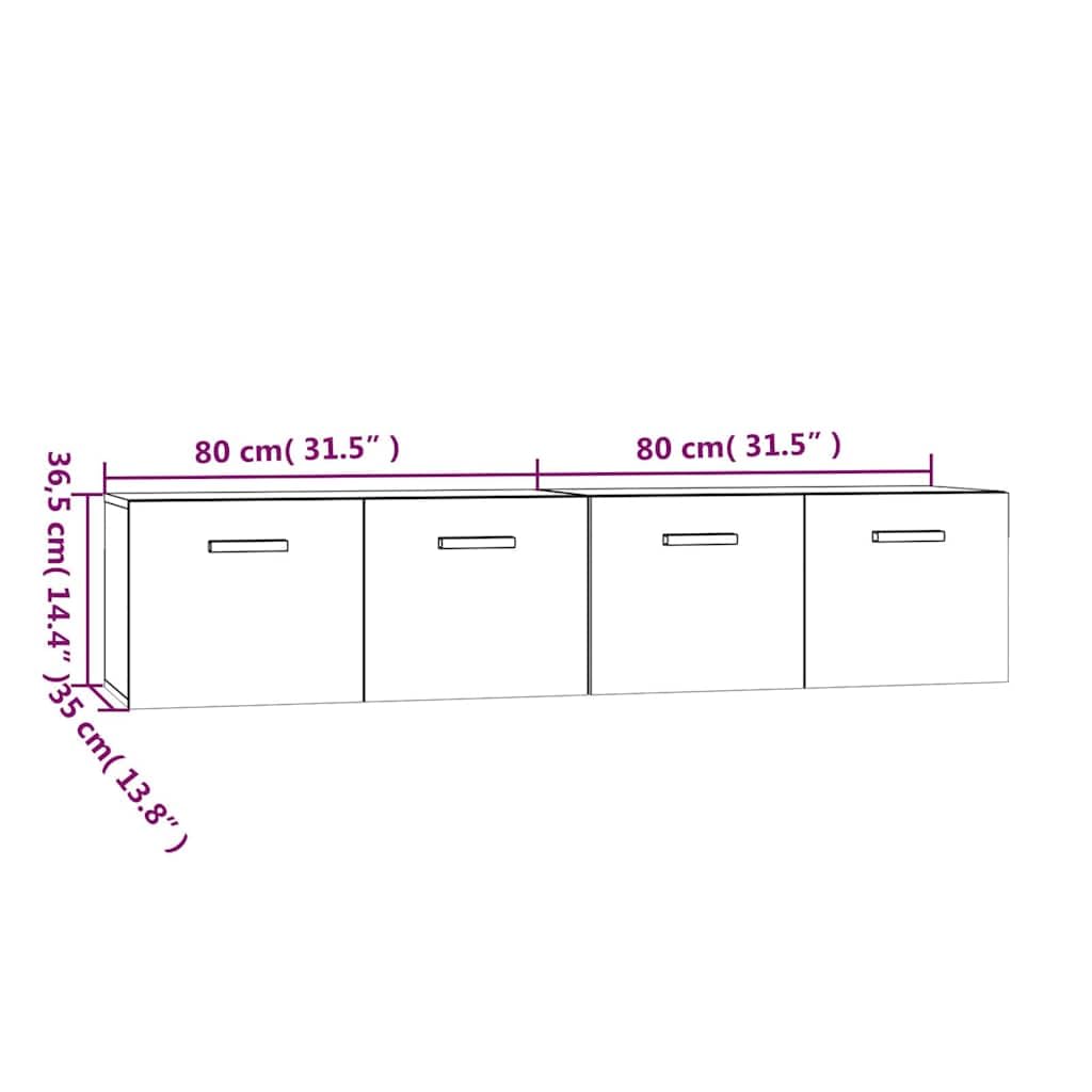 Szafka ścienna 2 szt. biała 80 x 35 x 36,5 cm materiał