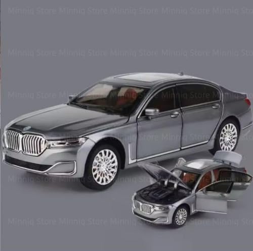 Image of 1:24 B-M-W 760Li Diecast Metal Pull Back Car with 6 Openable Doors with Sound and Light Toy Decoration car Best Gift Toys for Kids (1:24 B-M-W 760Li - Grey)