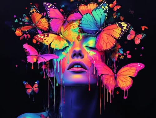 Pintar por numeros adultos mariposa kit completo de 50x70cm para decorar el salon con arte propio