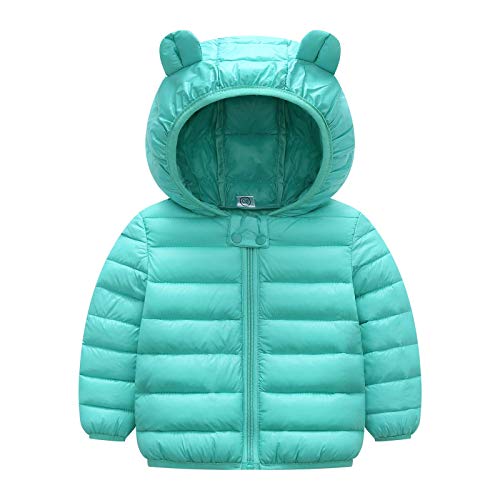 Eastern Corridor-EU Baby Girls Boys Winter Down Coats Lightweight Puffer Padded Jacket Bear Hoods Infant Warm Outerwear Green