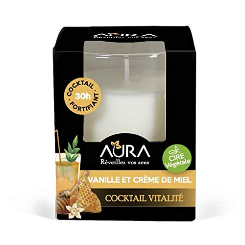 Aura. Vela Cocktail. hasta 30h de duración. Recicla y reutiliza su Frasco de Cristal. Aroma Vainilla Cover