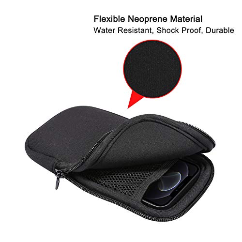 Image of Neoprene Cell Phone Sleeve Pouch Carrying Case for Samsung Galaxy A17 A16 A14 A13 A07 A06 A05 S26 Ultra S23 Ultra S22 Ultra, Moto G 5G 2024 2025 / G Play /G Power with Neck Lanyard (Black-XL)