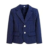 Boys Striped Formal Blazers Long Sleeve Suit Jacket Casual Sports Coat Outerwear School Uniform for Kids 2-16 Years