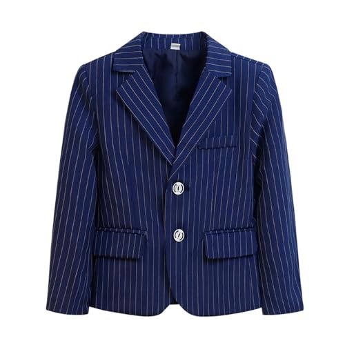 Boys Striped Formal Blazers Long Sleeve Suit Jacket Casual Sports Coat Outerwear School Uniform for Kids 2-16 Years