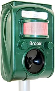 Broox 2023 Upgraded Solar Animal Repeller, Ultrasonic Repellent, Wireless, Motion Detection, LED Flashing Light, Dog, Cat Repellent, Squirrel, Raccoon, Skunk, Rabbit, Rodent, Fox, Deer, etc.