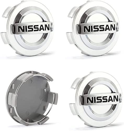4PCS for Nissan Wheel Center Caps, 60mm Wheel Center Hub Caps Covers for Altima Sentra Maxima Rogue Versa Murano Etc (Silver)