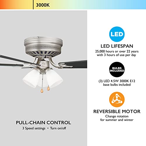 Image of Design House Millbridge Hugger Ceiling Fan, 52 inch, Satin Nickel | , Ceiling Mount, Traditional, Steel, Fans, 157388-SN