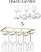 FOMANSH Wine Glass Rack - Under Cabinet Stemware Wine Glass Holder Glasses Storage Hanger 2 Pack Metal Organizer for Bar Kitchen 4 Rows Gold