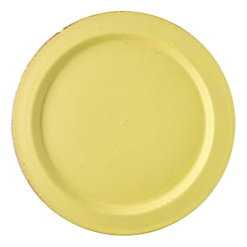 美濃焼 赤土なだらかリムプレート マットイエロー