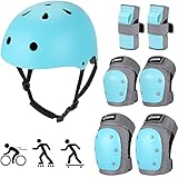 Joncom Kids Youth Bike Helmet, Toddler Helmet Adjustable Knee Pads Elbow Pads Wrist Guards Kids...