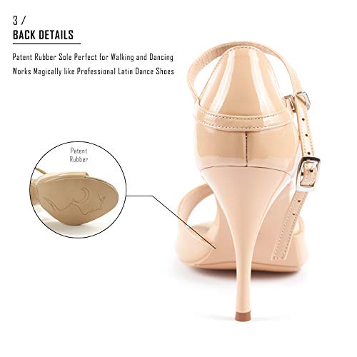 Dancine Nora Lambskin Leather Hybrid Evening High Heels,Wedding Ballroom Bachata Dance Shoes.Patent Rubber Out Sole,3.3… - Image 3
