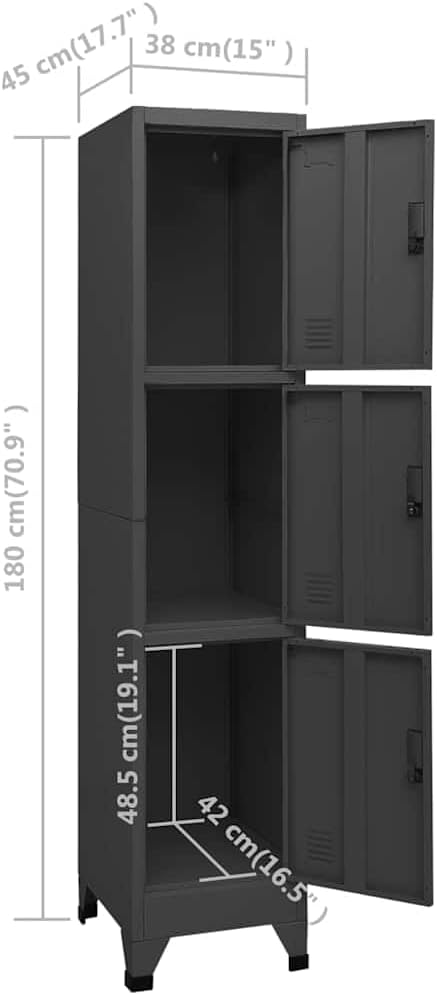 Steel Locker Cabinet with Standard Locks 4-Piece Anthracite Storage Unit for Office Organization and Secure Compartments