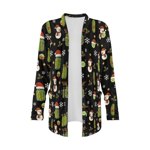 Xpyeesfuen Santa Claus Women's 2025 Fall Long Sleeve Cable Knit Sweater Open Front Cardigan Button Loose Outerwear Pickle Comfy Warm Jacket Fits Layering in Autumn
