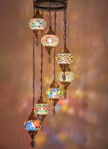 DEMMEX Lámpara de Araña de Mosaico Turco