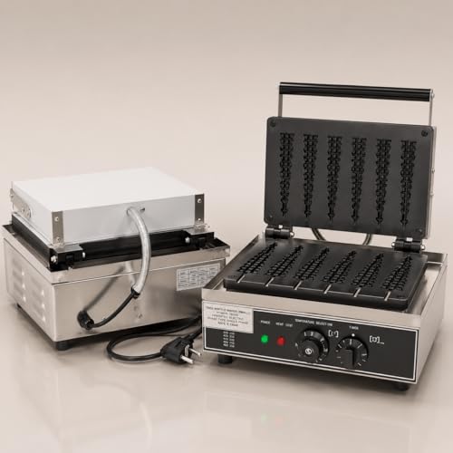 Image of Lolly Stick Waffle Machine 6 Slot, Commercial Electric Waffle Stick Maker, Professional Waffle Machine for Cafe Bakery