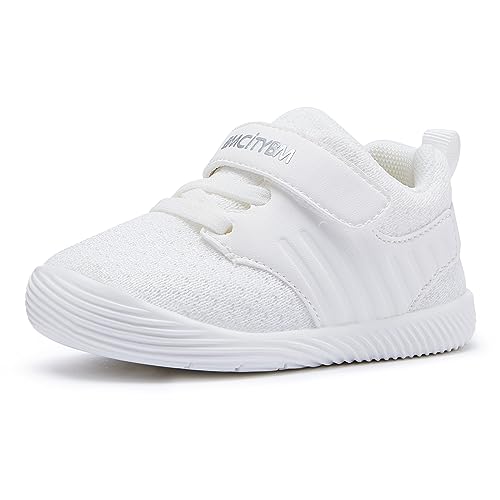 BMCiTYBM Baby Boy Girl Shoes Infant First Walker Shoes Breathable Walking Shoes Lightweight Non-Slip Sneakers 6 9 12 18 24 Months White Size 6-12 Months Infant