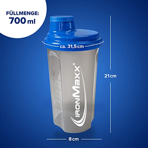 Proteinshaker IronMaxx Eiweiß Shaker Blau Grau 700 ml