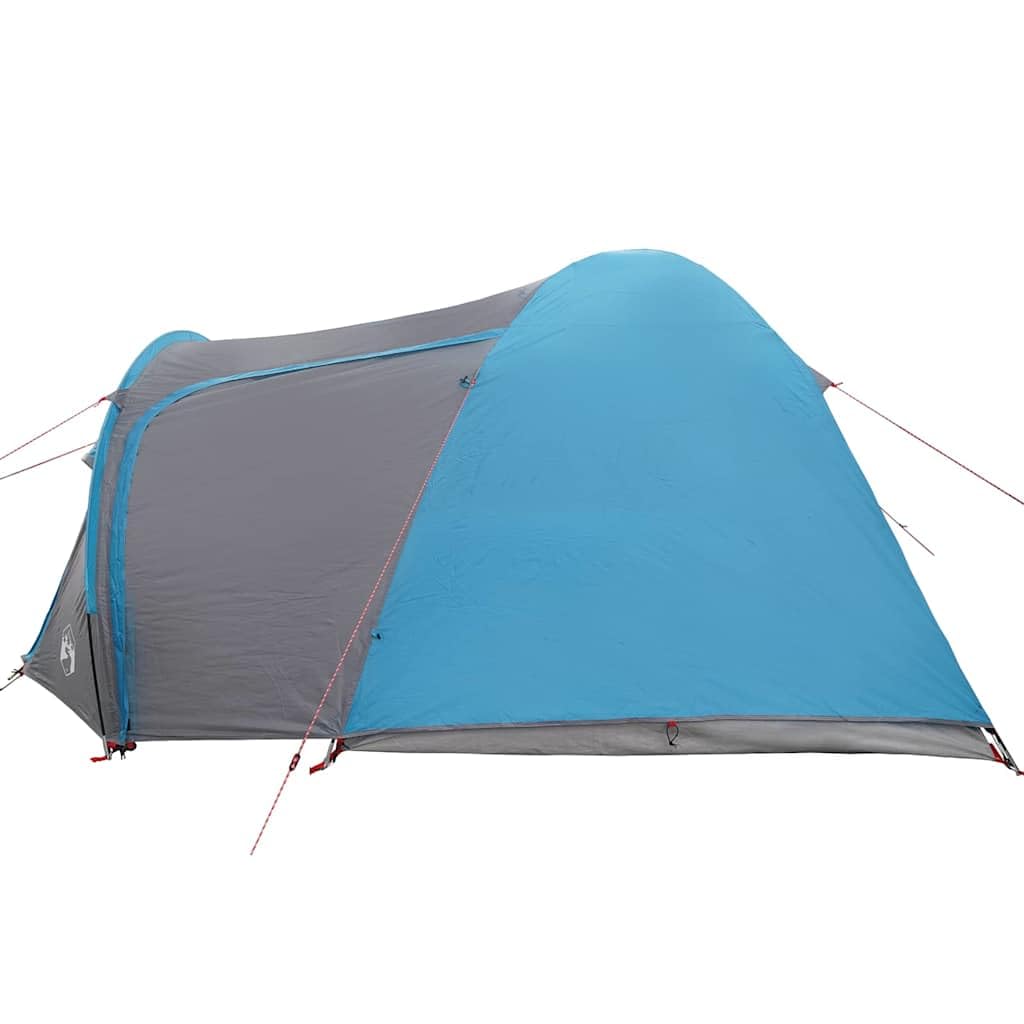 Modernes Kuppelzelt aus Polyester, 384 x 254 x 170 cm, mit Aufbewahrungstasche, inklusive 2 FRP-Stangen, 6 Abspannseilen und 19 Heringen, ideal für Familien-Campingabenteuer.