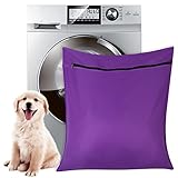 AUXSOUL 1 Pack Pet Laundry Bag,Stops Pet Hair Blocking The Washing Machine,Big Size Wash Bag Ideal for Dog Cat Horse,Hair Remover Safely,25.8’’ 27.8’’(65 X 70cm)(Purple)