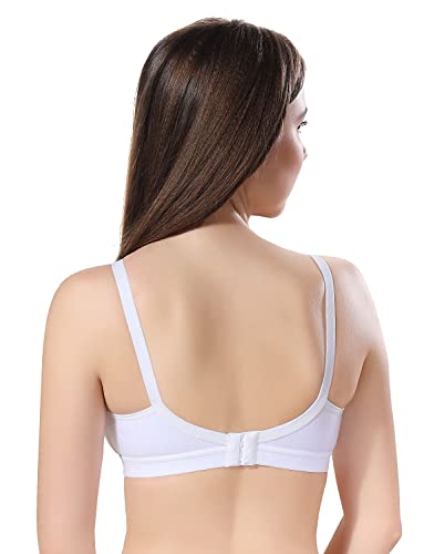 Image of Fabme Women's Cotton Seamless Non-Padded Non-Wired Bra, Cross Belt, Heavy Support, Double Layer Cups, Broad Elastic Bra