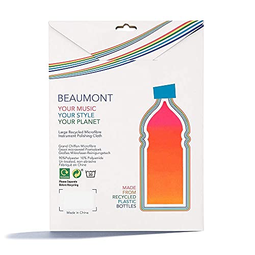 Beaumont Hazy Rainbow Musical Polishing & Cleaning Patterned Instruments Trumpet Clarinet Sax Flute Recycled Microfibre Cleaning Cloth Brass Silver 40 x 30 cm (BFC4030-HR) - Thumbnail 2