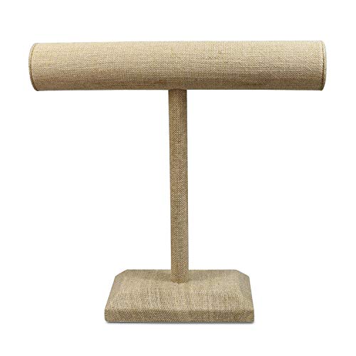 Ikee Design Linen Covered Jewelry Display T-bar Stand, Bracelet Storage Organizer Holder T Stand for Store, Tradeshow, Showcase Display and Home, 12