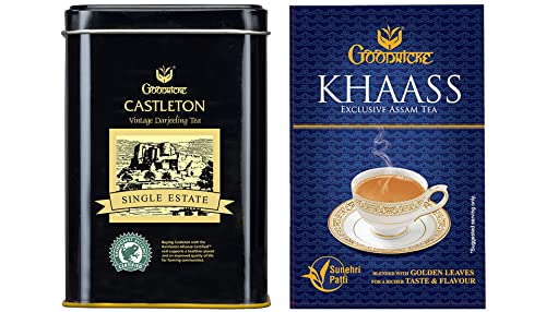 Image of GOODRICKE Combo Pack - Castleton Vintage Darjeeling Tea, 250 Gm + Khaass Assam Tea 250 Gm, Black tea, Loose Leaves, 500 Gm