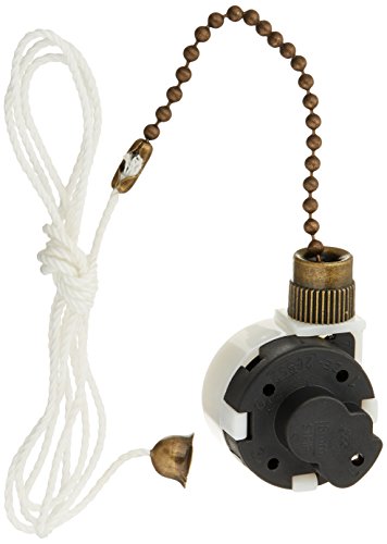 Westinghouse 7728800 Dual-Capacitor 3-Speed Fan Switch, Antique Brass Pull Chain, 1-Pack
