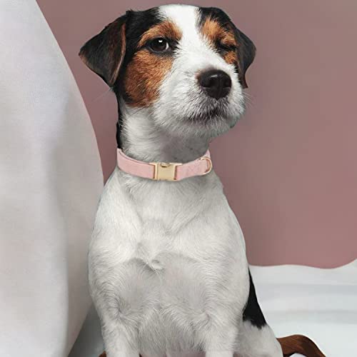 YUDOTE Ultraweiches Hundehalsband natürliche Baumwolle Cord für Groß Hunde mit empfindlicher Haut,Staubiges Rosa