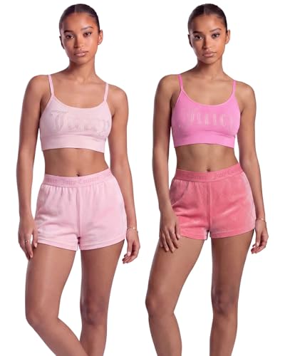 Image of Juicy Couture Women's Velvet Fleece Pajama Shorts, Designer Sleep and Lounge Shorts for Women