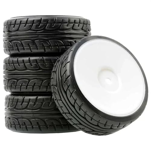 RC�A�N�Z�T���[ For MJX For HYPER GO For Tamiya For 14303 14302 14301 For TT01 For TT02 �v���X�`�b�N�z�C�[���L���b�v�^�C�� RC �C���C���A�b�v�O���[�h�A�N�Z�T���[(White,D)