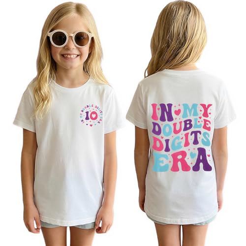 Image of IZYJOY in My Double Digits Era Shirts Girls 10th Birthday T-Shirts 10 Years Old Birthday Party Short Sleeve Summer Tee Tops