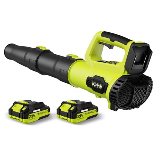LEAPUL Leaf Blower Cordless, 21V Electric Leaf Blower with 2×2.0Ah Batteries & 1 Fast Charger, Lightweight Battery Powered Blower for Lawn Care, Patio Cleaning