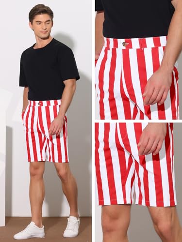 Lars Amadeus LA231128000743A Striped Shorts For Men'S Color Block Summer Stripe Flat Front Chino Shorts 28 Red thumb #4