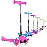 BELEEV A1 Scooter for Kids Ages 2-6, 3 Wheel Kick Scooter for Toddlers Girls Boys, 4 Adjustable Height, Lean to Steer, Light up Wheels, Wide Deck, Easy to Assemble, Lightweight Scooter for Children