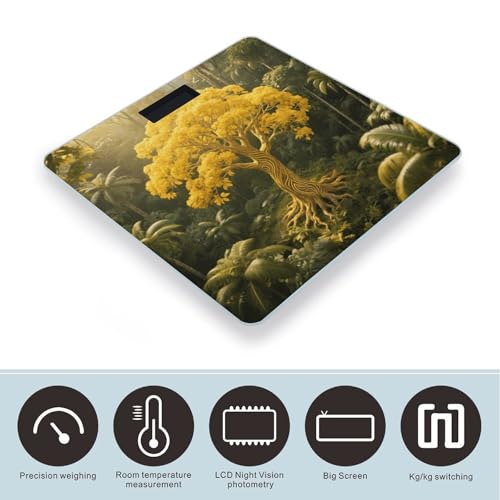 Báscula Digital de Baño con Diseño Árbol de la Vida Amarillo miniatura 3