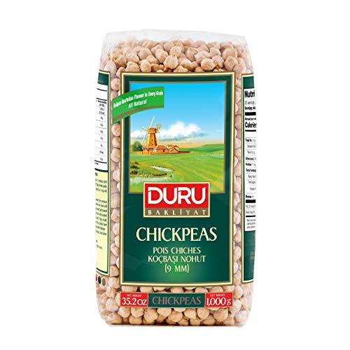 Duru Chickpeas 9mm, 35.2oz (1000g), 100% Natural and Certificated, Non-GMO, Great for Falafel, Hummus, and Vegan Recipes, Gluten Free