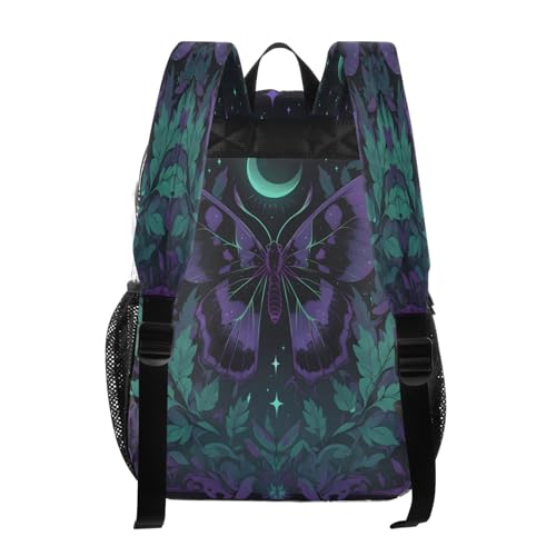 Butterfly Leaves Moon Star Clear Backpack Heavy Duty See Through Transparent PVC BookBag for Kids Boy Girl School Work3