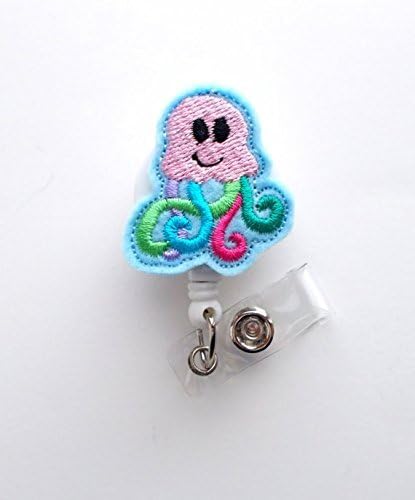 Amazon 喜びのクラゲ Retractable Idバッジリール 名前バッジホルダー キュートなバッジリール ナースバッジホルダー 授乳バッジクリップ フェルトバッジ Alligator Clip 名札 ホルダー 文房具 オフィス用品