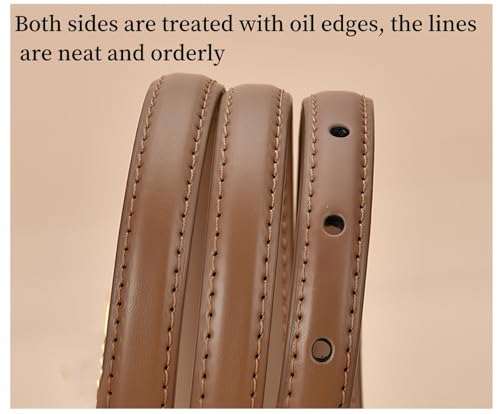 Women Belts，Skinny Elegantes Fashion Slim Leather Belt With Gold Buckle Applicable to Dress Jeans slacks-25"-33"(102CM)2