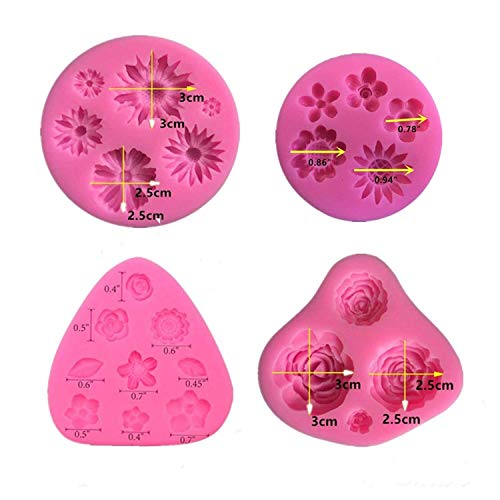 Kulenand 8 Pcs Flower Fondant Cake Mold Set - Rose Butterfly Daisy Rose Leaf And Mini Flowers Candy Silicone Molds For Chocolate Fondant Polymer Clay Soap Crafting Projects Cake Decoration #TOP3