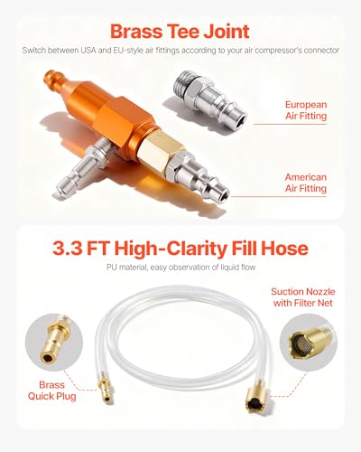 Image of VEVOR Radiator Vacuum Refill Kit, Automotives Cooling System Vacuum & Purge Fill Tool with Gauge, Portable Radiator Coolant Filling Kit with Toolbox, Universal Fit for Most Cars Vans SUVs and Trucks