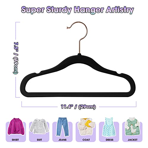 Ulimart Baby Hangers Velvet(11.4 Inch-50 Pcs),Kids Hangers Ideal For Everyday Standard Use,Baby Hangers For Closet,Durable Infant/Toddler Hangers Black Hangers #TOP6