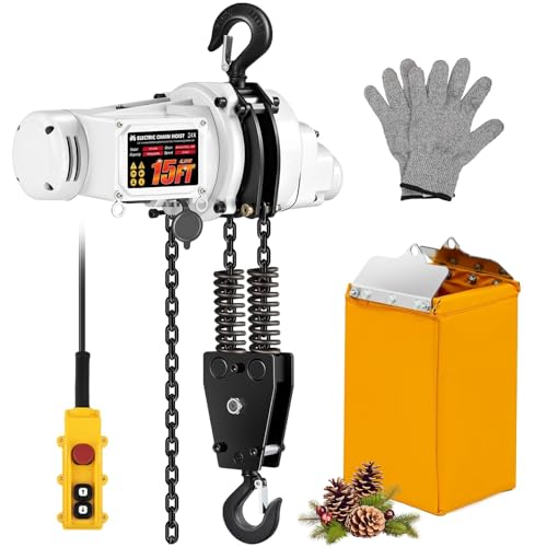 Mxmoonant Paranco elettrico a catena 1000KG, altezza di sollevamento 4,5, controllo cablato 6m con E-stop, 1300W, catena in acciaio G80